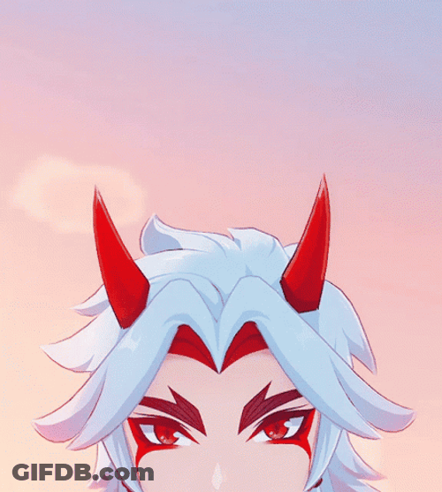 Arataki Itto Blinking Eyes Red Horns GIF