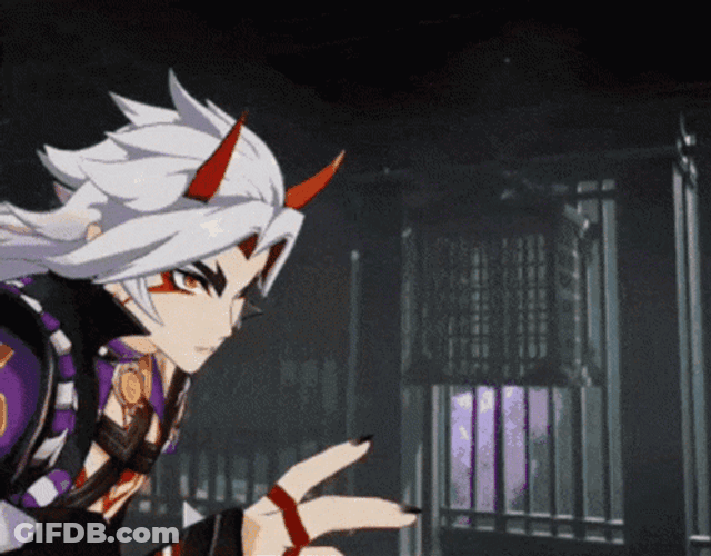 Arataki Itto Releasing Powerful Flame GIF