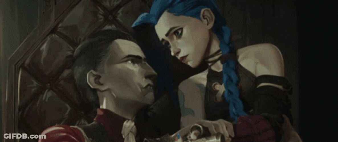 Arcane Jinx And Silco Talking GIF