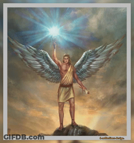 Arcanjo Miguel Man With Wings Holding Sword GIF