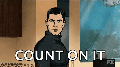 Archer From Archer Is Standing In Front Of A Window With The Words Count On It Behind Him . GIF