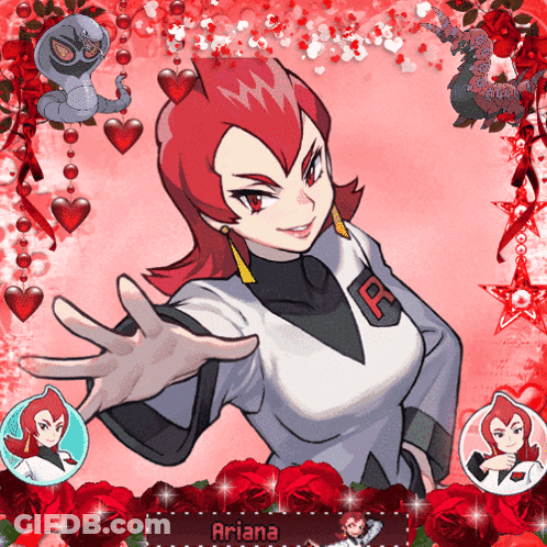 Ariana From Pokemon With Roses And Hearts GIF