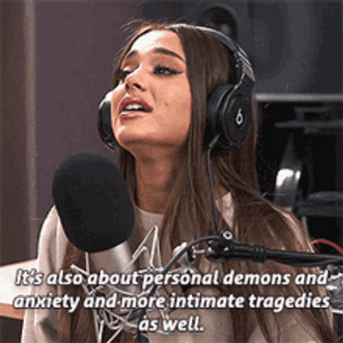 Ariana Grande Crying Explaining Anxiety GIF