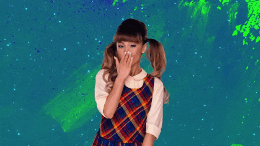 Ariana Grande Double Ponytail Blow A Kiss GIF