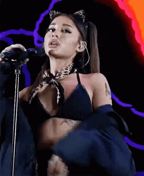 Ariana Grande Hot Cat Ears Singing GIF