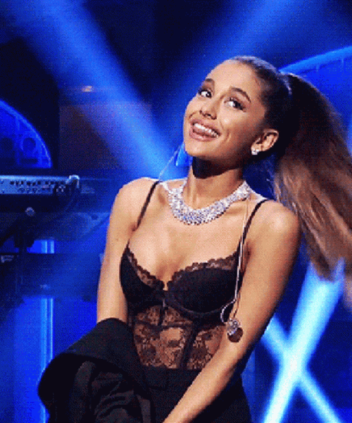 Ariana Grande Hot Hair Flip Smile GIF