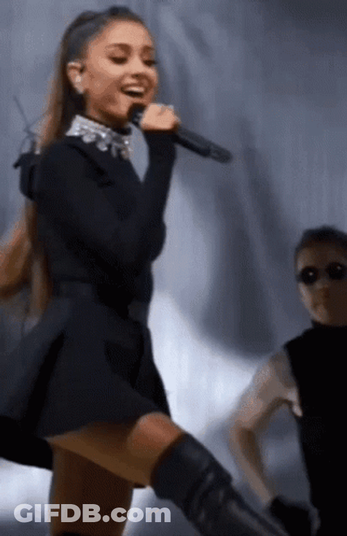 Ariana Grande Hot Sexy Turn Black Dress GIF