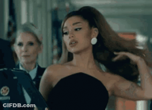 Ariana Grande In Black Strapless Dress GIF