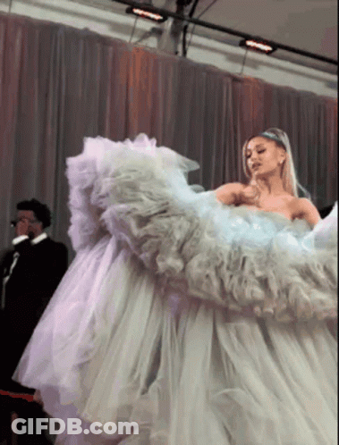 Ariana Grande In Large White Dress GIF