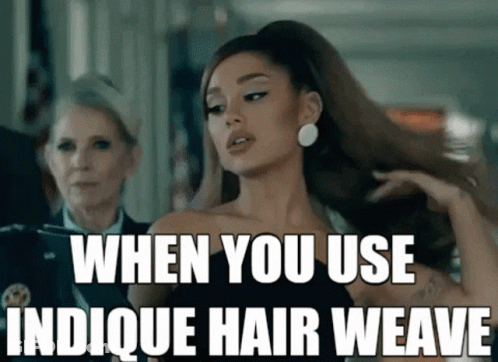 Ariana Grande Is Holding Her Hair In A Ponytail And Says When You Use Indicque Hair Weave . GIF