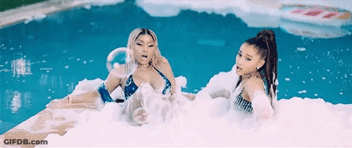 Ariana Grande Nicki Minaj Bubble Pool GIF