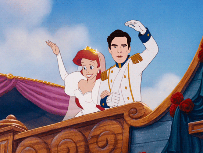 Ariel And Prince Waving GIF