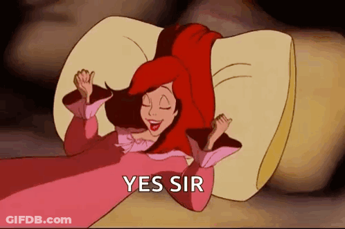 Ariel Eyes Closed Laying On Pillow Saying Yes Sir GIF