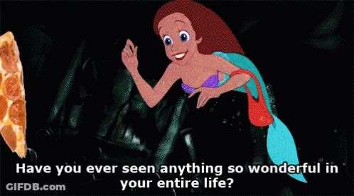 Ariel From Little Mermaid Holding Pepperoni Pizza GIF