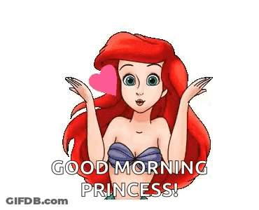 Ariel From Little Mermaid With Heart On Head Says Good Morning GIF