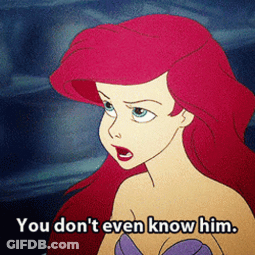 Ariel Little Mermaid Saying You Don't Even Know Him GIF