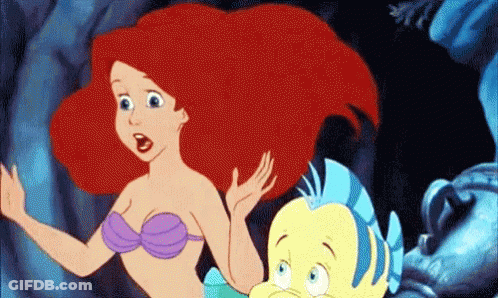 Ariel Standing Next To Flounder GIF