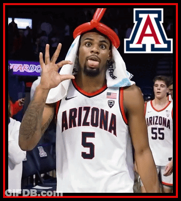 Arizona Basketball Player Wearing Red Balloon Hat GIF