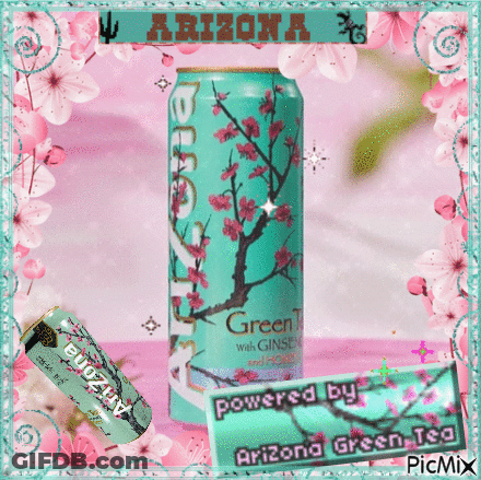Arizona Green Tea Can With Cherry Blossoms GIF
