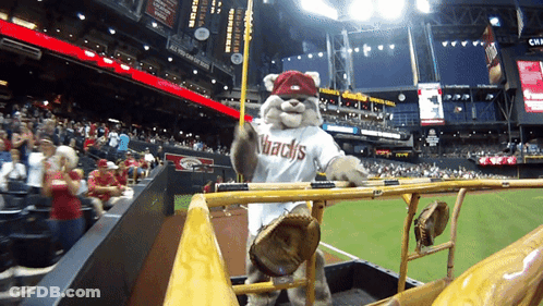 Arizona Nbacks Mascot In Dugout GIF