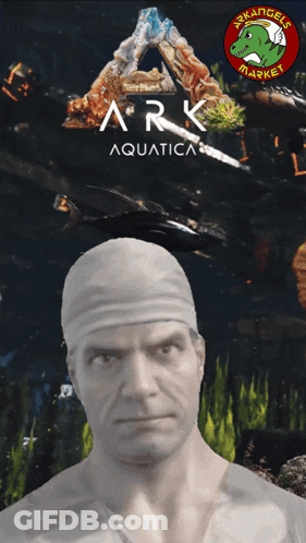 Ark Aquatica Poster With Man Statue GIF