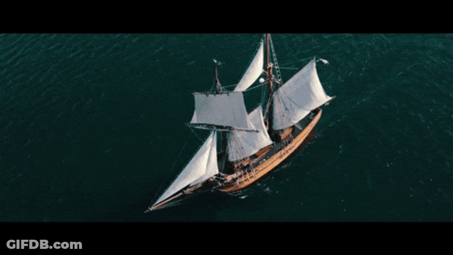 Ark Pirate Ship Sailing At Sea GIF