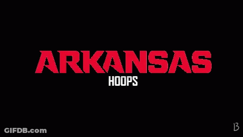 Arkansas Hoops Is Displayed On A Black Background GIF