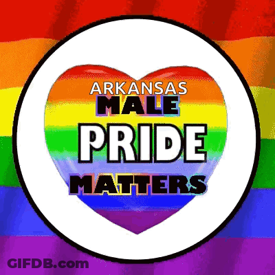 Arkansas Male Pride Matters Sign With Rainbow Flag GIF