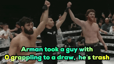 Arman Grappling Draw Trash GIF