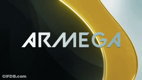Armega Word On Black And Yellow Background GIF