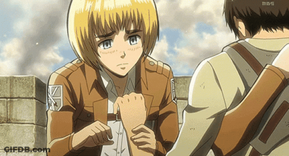 Armin Arlert And Eren Yeager Hold Hands GIF