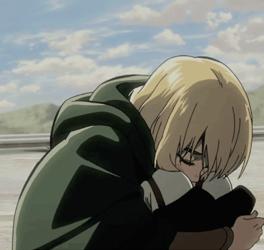 Armin Arlert Hugging His Knees GIF