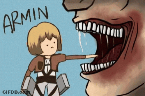 Armin Pointing At Monster GIF