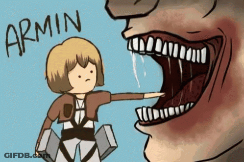 Armin Pointing At Monster GIF