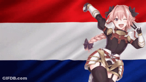 Armored Girl Before Flag GIF