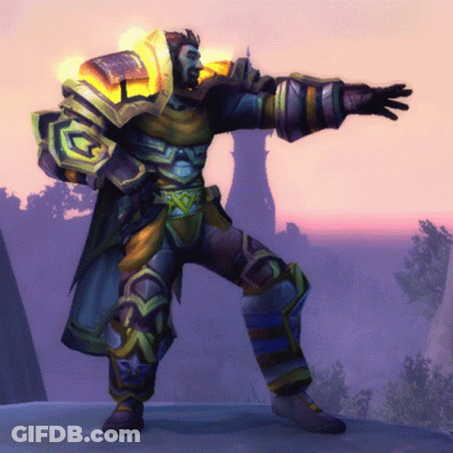 Armored Man Arms Outstretched Pink Sky GIF
