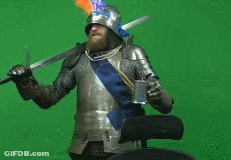 Armored Man Holding Sword Shield It's Me Toddy GIF