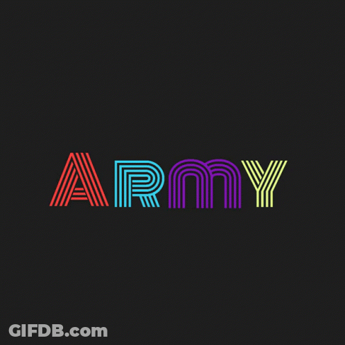 Army In Rainbow Letters On Black Background GIF