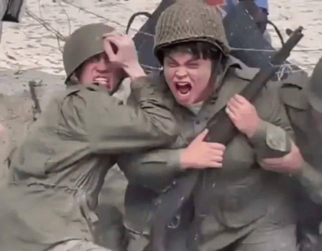 Army Soldiers Screaming GIF