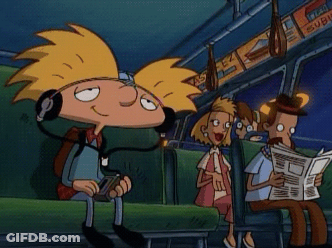 Arnold Listening To While On Bus GIF