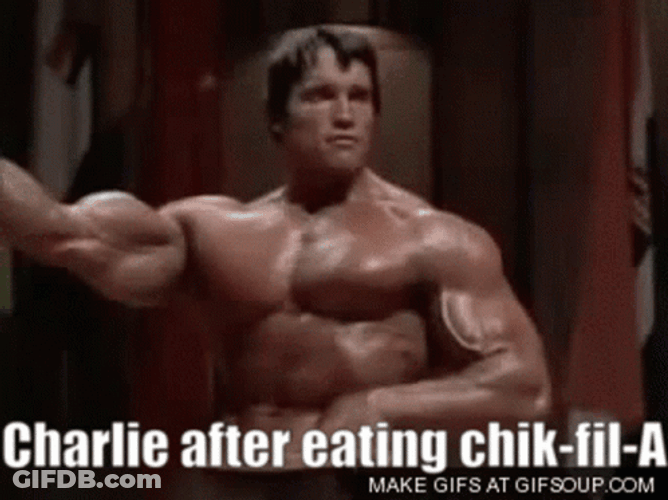 Arnold Schwarzenegger Charlie After Eating GIF