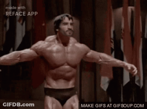 Arnold Schwarzenegger Flexing Muscles GIF