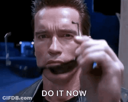 Arnold Schwarzenegger Holding Sunglasses Saying Do It Now GIF