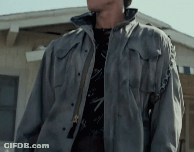 Arnold Schwarzenegger In Terminator Jacket GIF