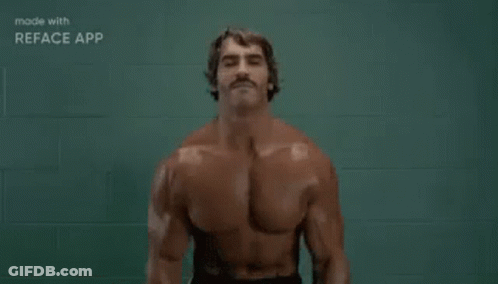 Arnold Schwarzenegger Lifting Dumbbells Arms Outstretched GIF
