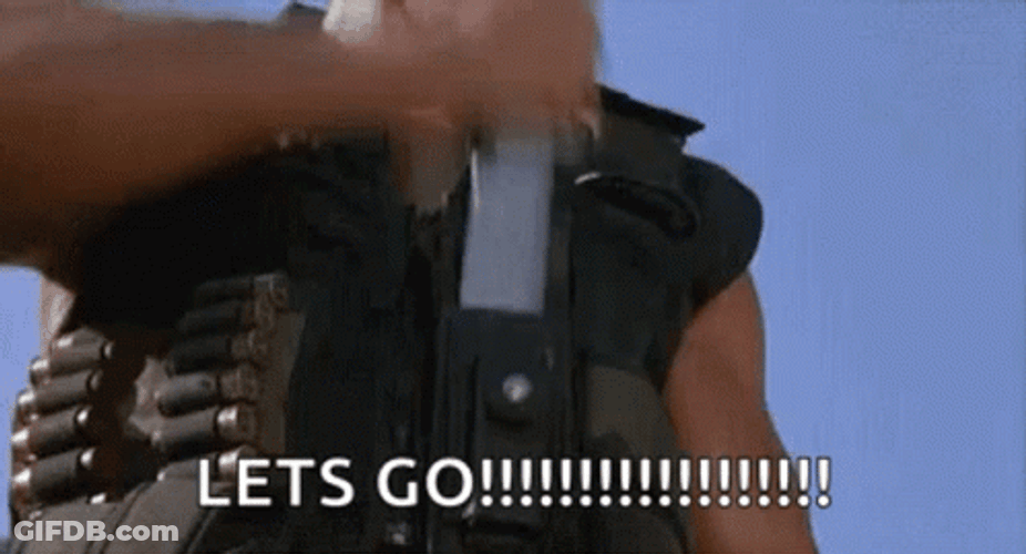 Arnold Schwarzenegger Machine Gun Lets Go GIF