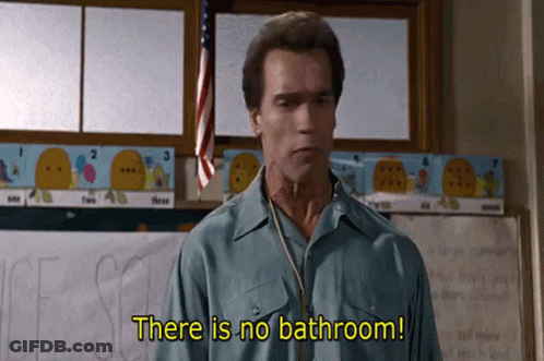 Arnold Schwarzenegger Says There Is No Bathroom In Front Of A Classroom GIF