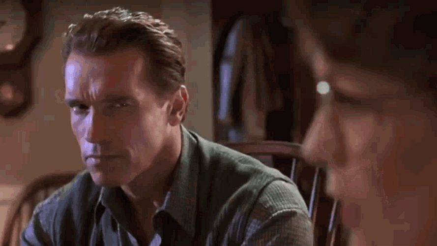 Arnold Schwarzenegger Suspicious Staring GIF