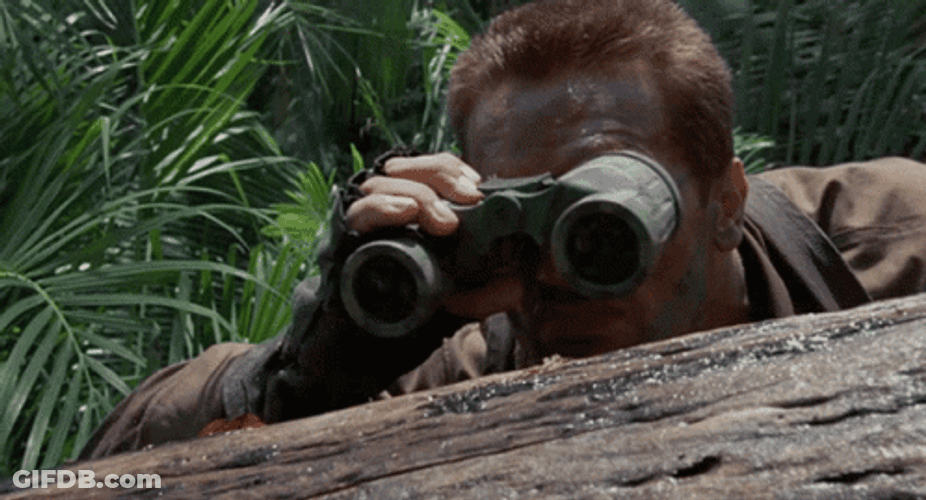 Arnold Schwarzenegger Using Binocular Predator GIF