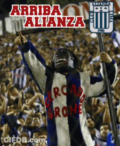 Arriba Alianza Monkey Man Holding Stick Before Crowd GIF